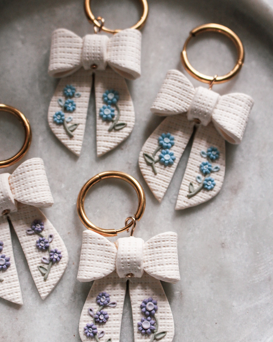 Embroidered Spring Bow Earrings