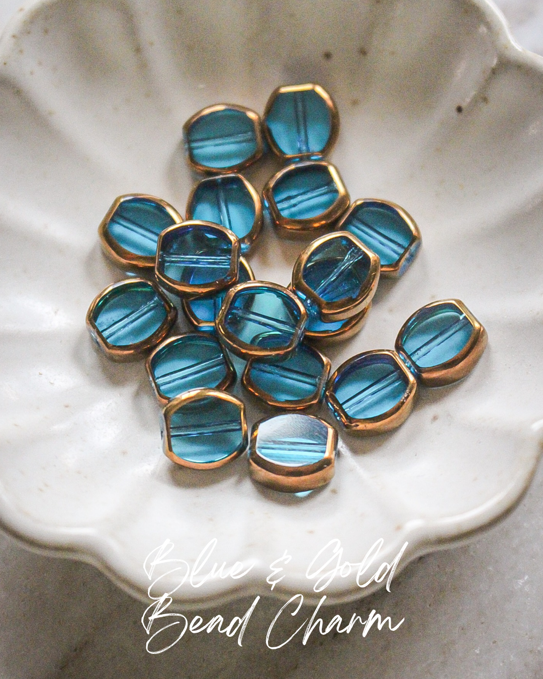 Blue & Gold Bead Charm